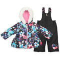 Arctic Quest Girls' Bib Snow Pants and Ski Jacket Water-Resistant Snowsuit For Kids Winter Hooded Jacket, Rich Black, 3T