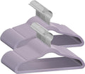 50 Premium Kids Velvet Hangers - 14'' Non-Slip, Ultra-Slim & Space-Saving Hangers - 360° Swivel Hook, Strong & Durable for Children & Preteens - Purple