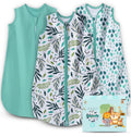 Cute Castle Baby Sleep Sack 6-12 Months - Lightweight 100% Cotton 2-Way Zipper TOG 0.5 Infant Wearable Blanket, Newborn Essentials Toddler Sleep Clothes (3 Pack Green)