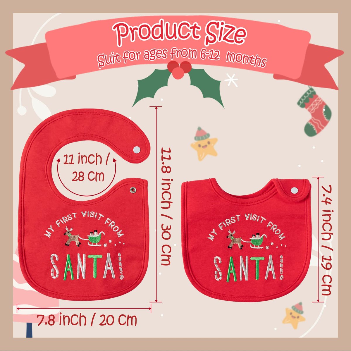 2ooya Christmas Cotton Baby Bibs - 3Pcs Snowman Penguin Toddler Feeding Bibs with Resin Buttons Infant First Christmas Baby Food Bib Xmas Drooling Eating Teething Keepsake Gift for Newborn 6-12 Months