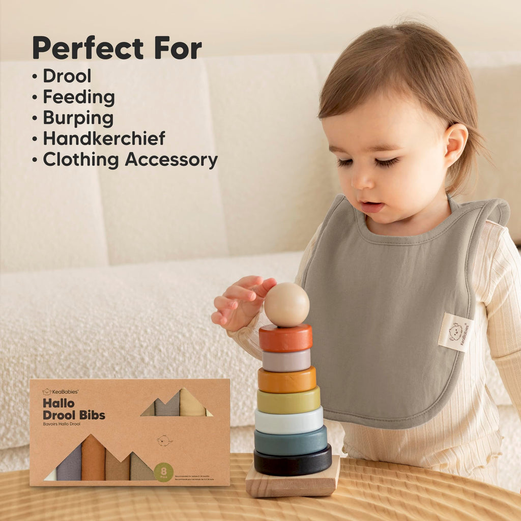 KeaBabies 8-Pack Bibs for Baby Girls, Boys, Pullover Baby Bibs (Terracotta)