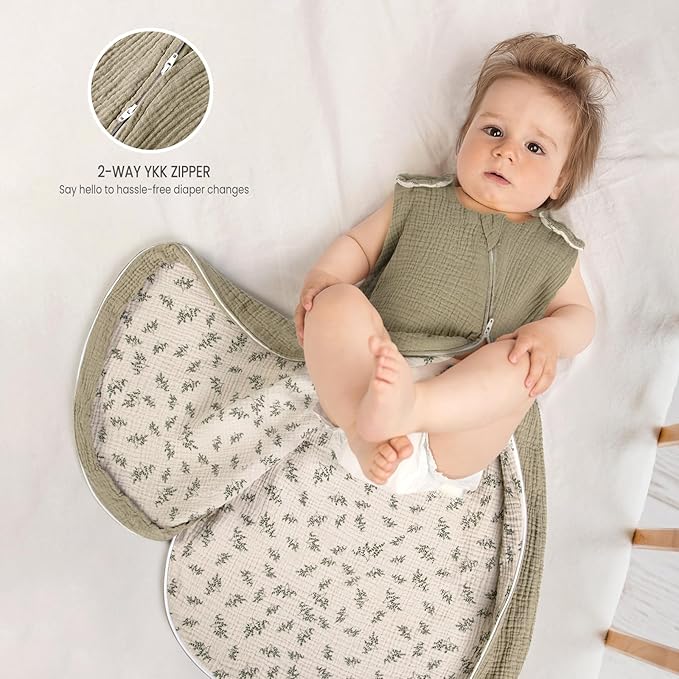 lulumoon Sleep Sack Muslin for Baby: Cotton Wearable Blanket for 9-15 Months - Soft Lightweight Ideal for Nursery Lounge Nighttime Naptime 12-18 Months