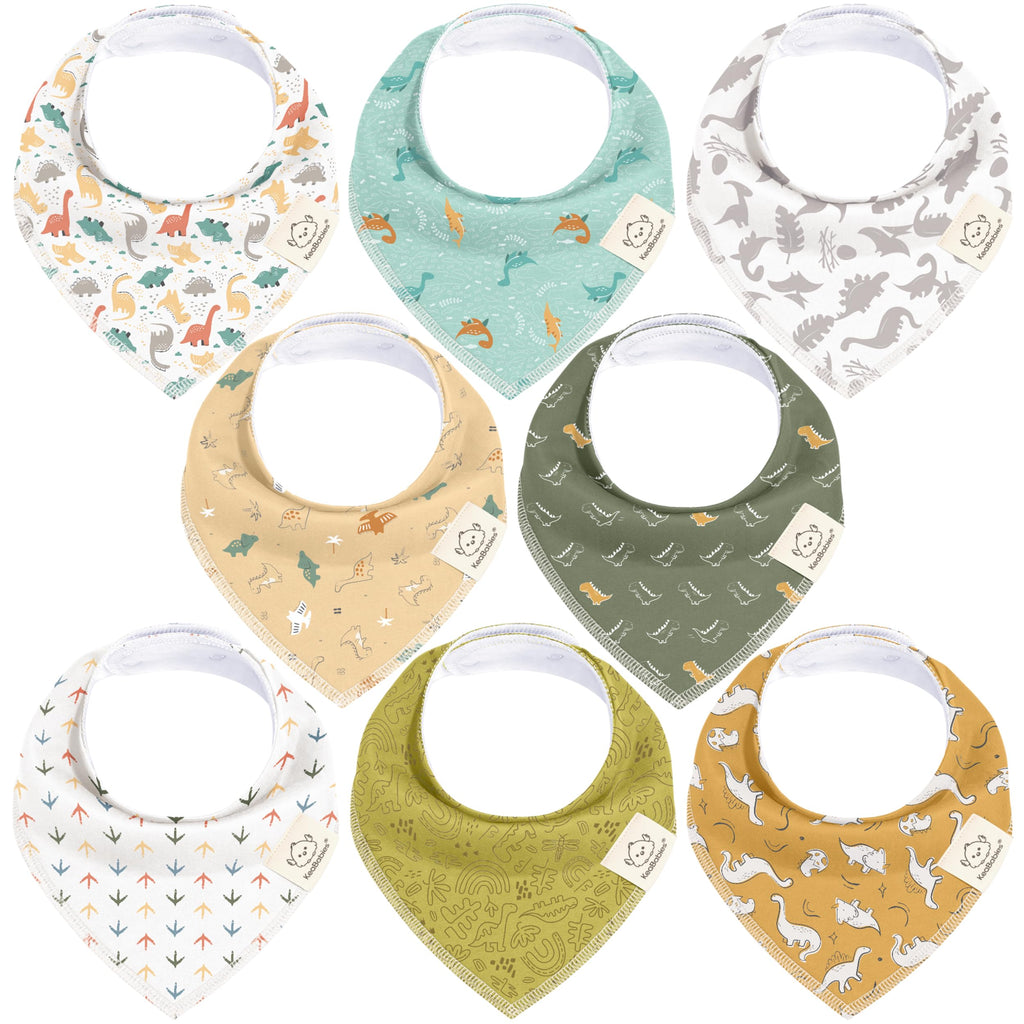 8pk Organic Baby Bandana Bibs for Drooling and Teething (Mesozoic)