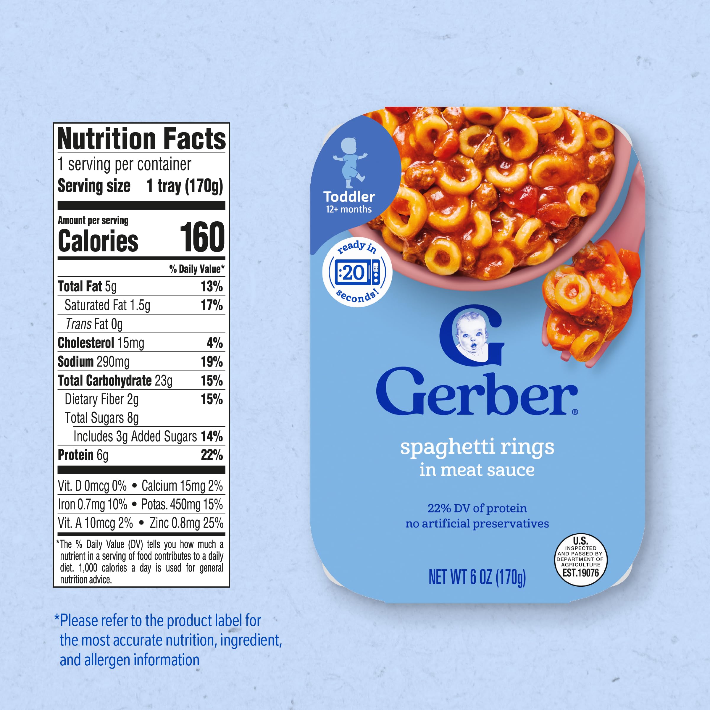 Gerber Toddler Spaghetti Rings in Meat Sauce, 6 Oz, 6 Pack