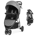 Evolur Breeze Stroller in Grey, Adjustable Backrest & Canopy, Compact Fold Lightweight Baby/Toddler Stroller with Storage Basket