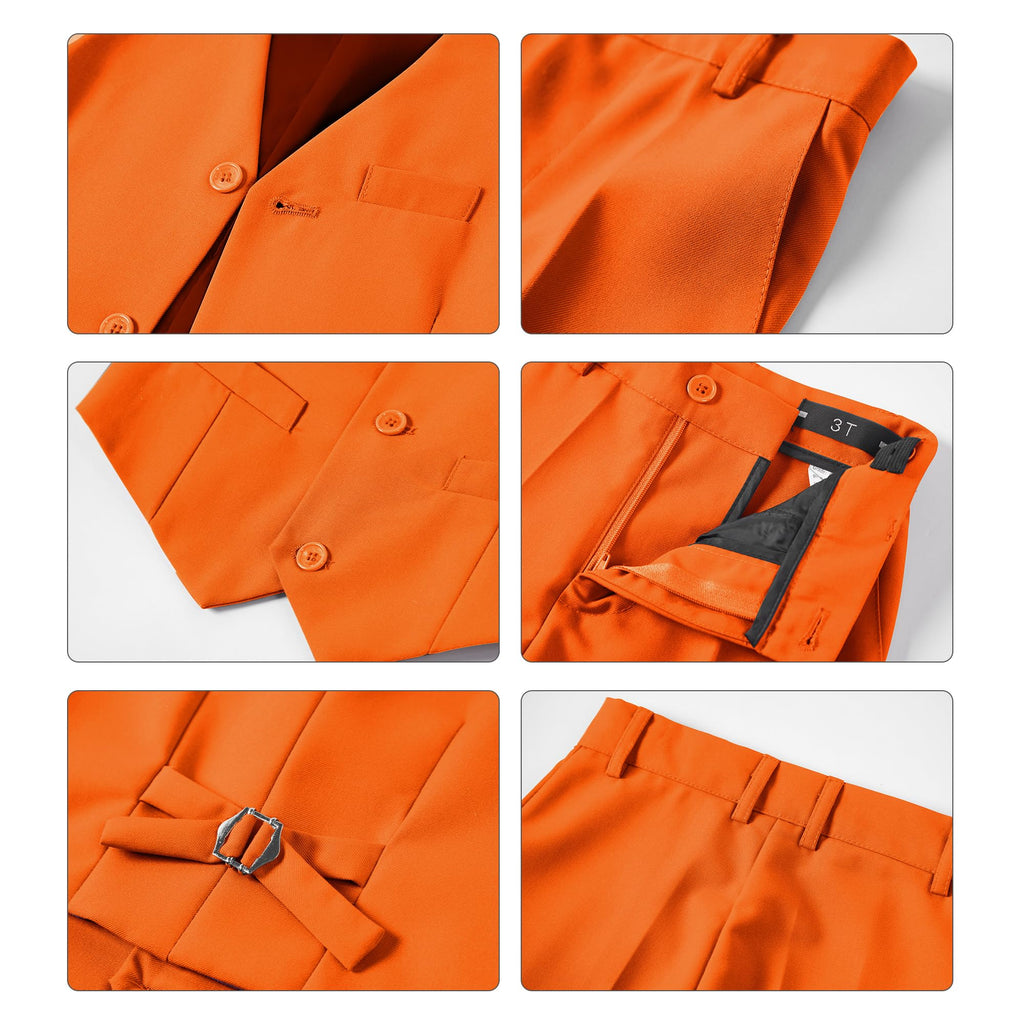 Lycody Boys Suit Vest Set Formal Dress Suits Wedding Outfit, Orange, Size 7