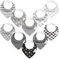 KeaBabies 10pk Organic Baby Bandana Bibs for Drooling and Teething (MONOS)