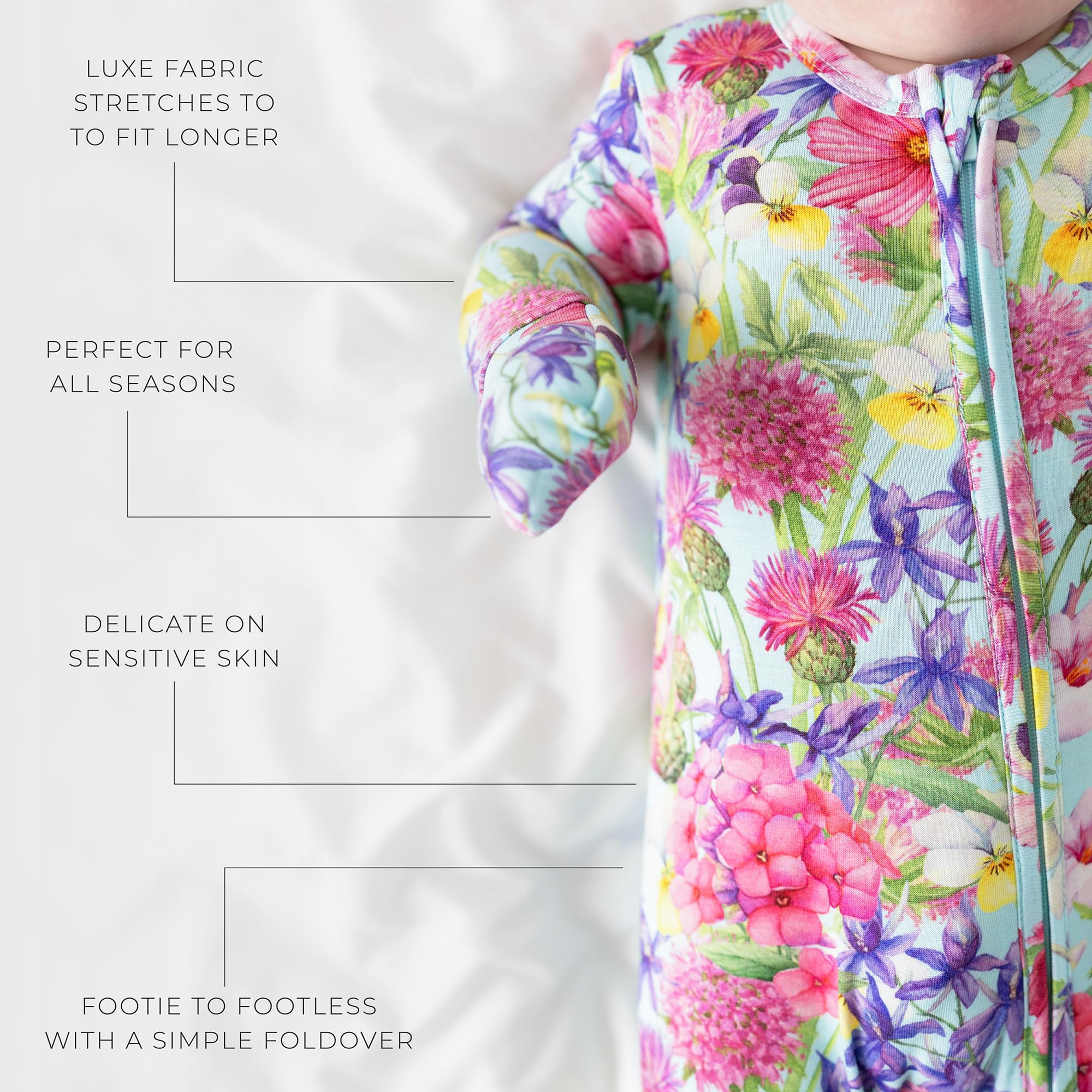 Posh Peanut Girls Convertible Baby Sleepers, Toddlers Footless Pajamas