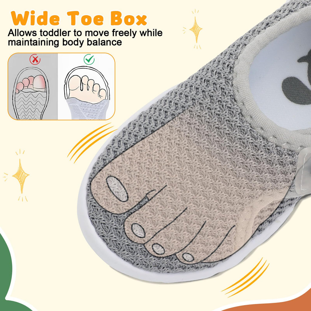 FEETCITY Toddler Walking Shoes Baby Sneakers Boys Girls First Walking Shoes Newborn Crib Shoe Grey