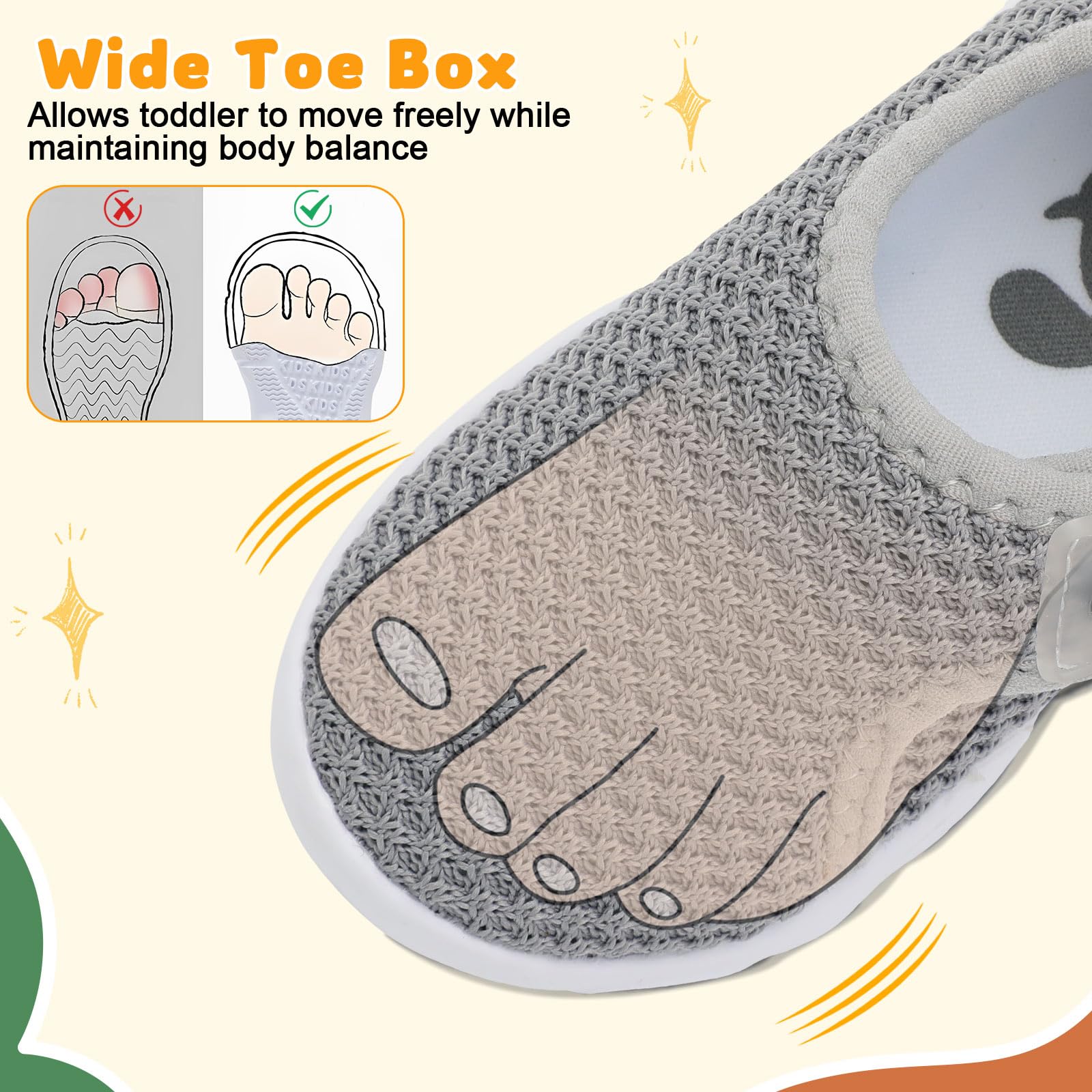 FEETCITY Toddler Walking Shoes Baby Sneakers Boys Girls First Walking Shoes Newborn Crib Shoe Grey