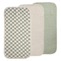 mushie Water Repellent Changing Pad Liners | Cotton (Olive Check Combo)