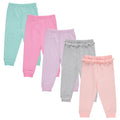 Cudlie 5-Pack Baby Girls Joggers - Lounge Pants, Active Sweatpants Sweats - Fleece Joggers for Girls, 9-12 Months
