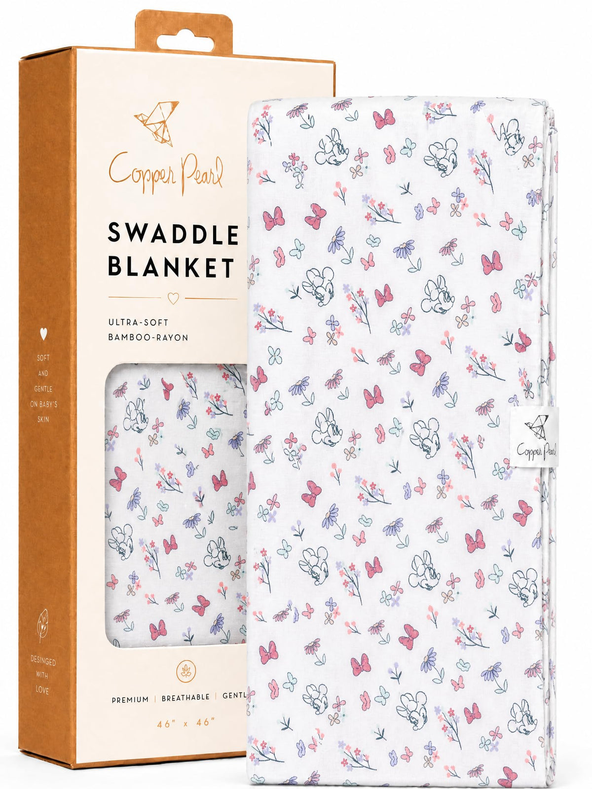 Copper Pearl Swaddle Blankets for Newborns | Soft Stretchy Receiving Blankets for Boys and Girls | Large 46 x 46 Inch Baby Blankets | Lightweight and Breathable Swaddles | Disney Princess