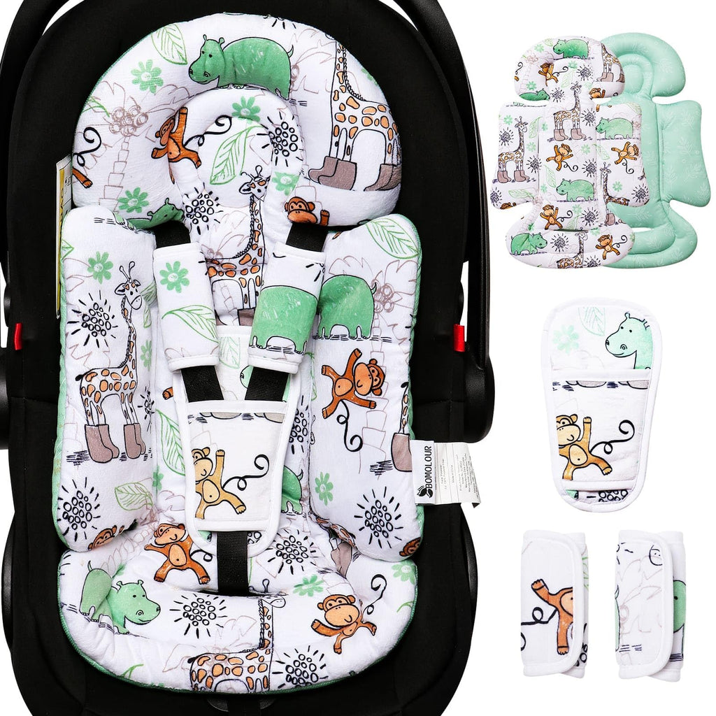 BOMOLOUR Infant Car Seat Insert for Baby Head Body Support, Blue Giraffe