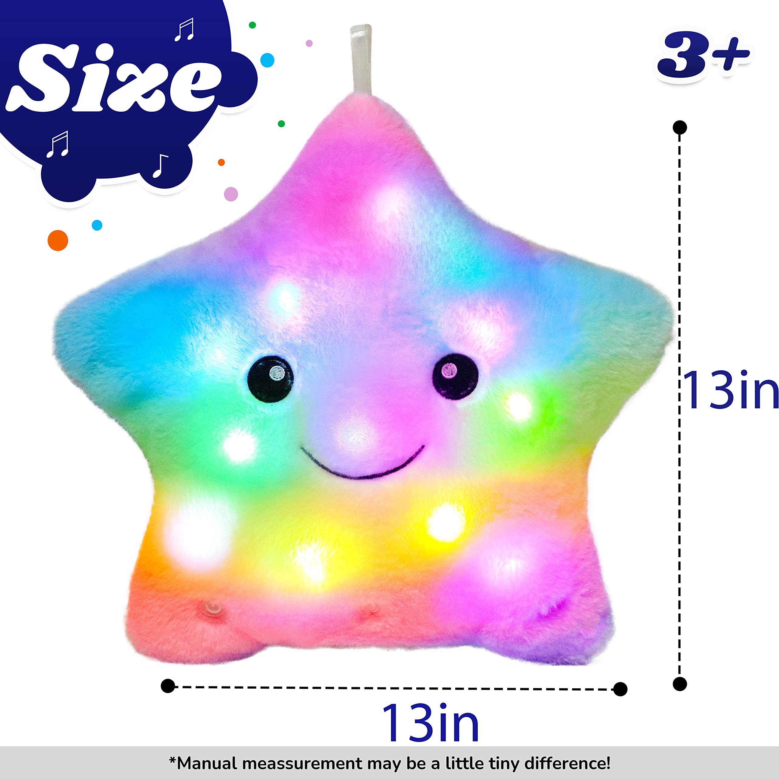 Cuteoy Musical Star Plush Pillow Glowing LED Light-up Stuffed Animal Toys