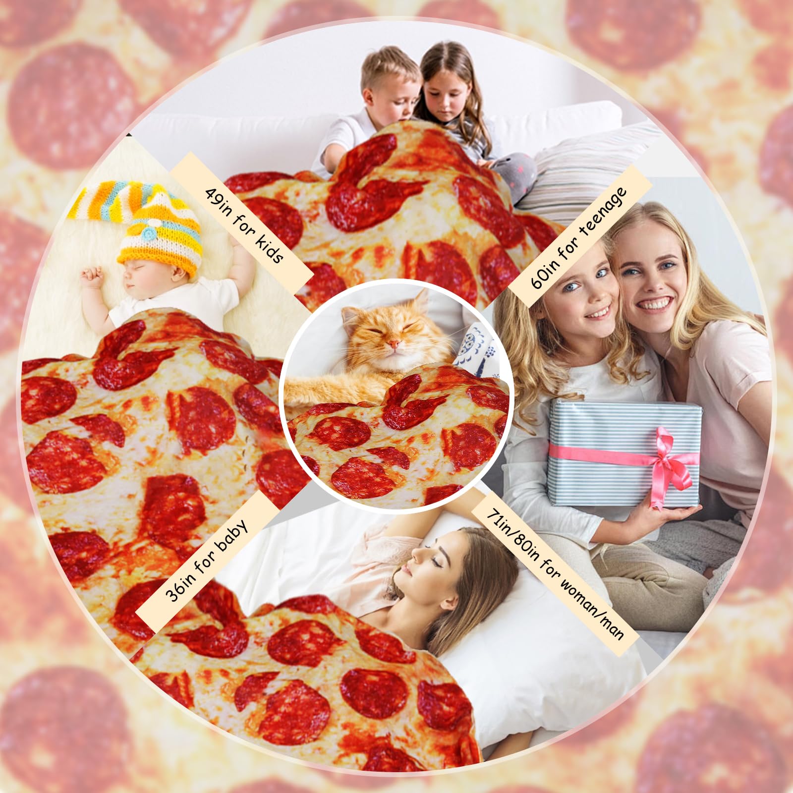 Lhedon Pizza Blanket Adult 80 Inch Round Food Throw Flannel