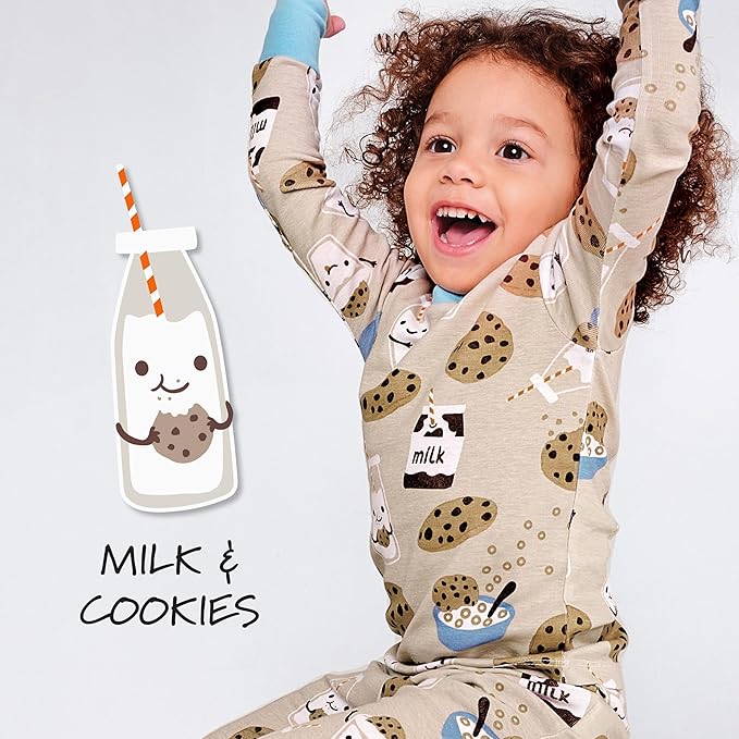 HonestBaby 4 Piece Pajamas Sleepwear Pjs 100% Organic Cotton for Infant Baby and Toddler Boys, Girls, Unisex