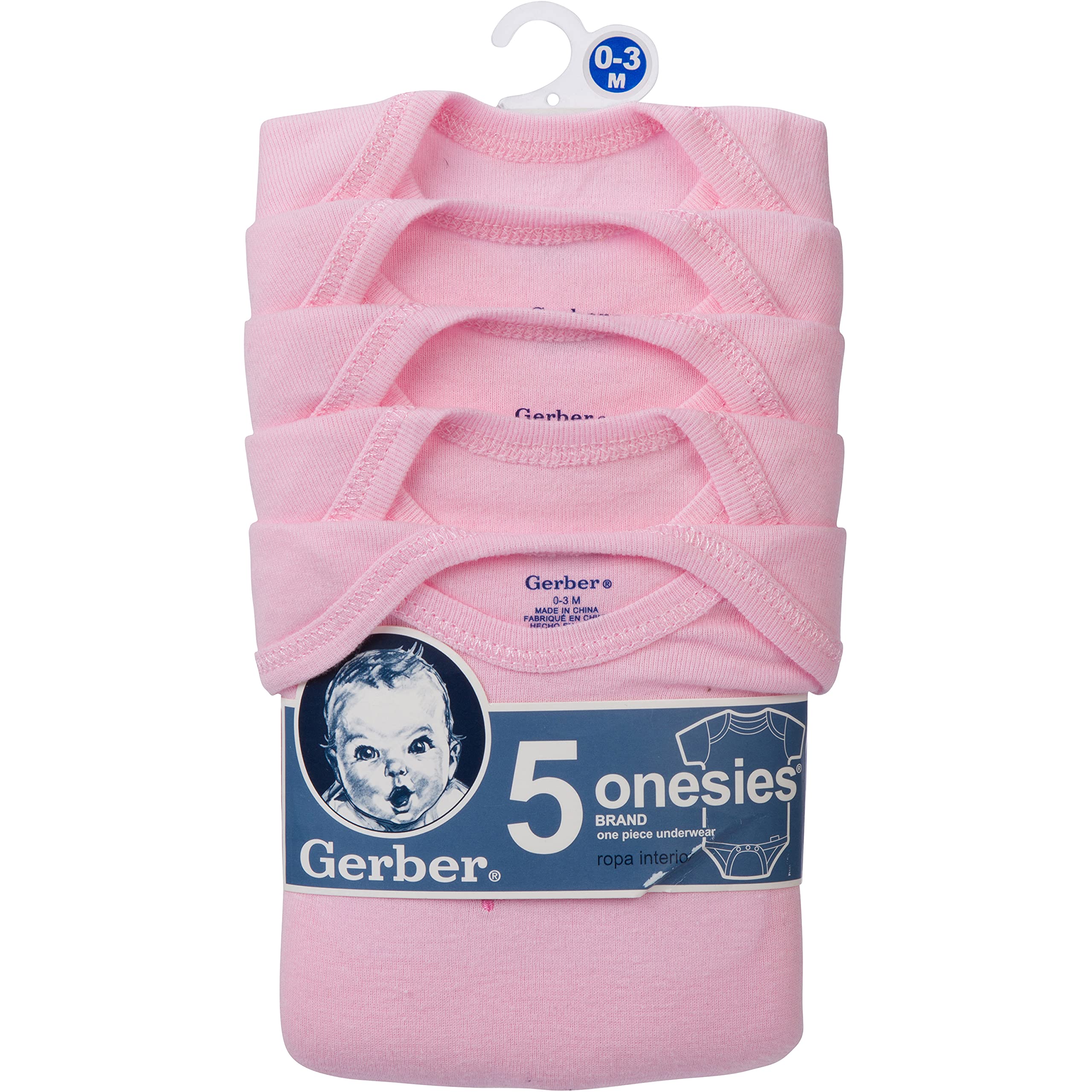 Gerber unisex baby 5-pack Solid Onesies Bodysuits Shirt, Pink, 24 Months US