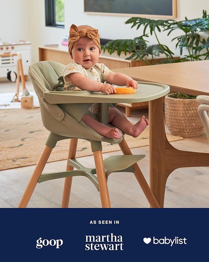 Lalo The High Chair Infant Kit - Convertible Wooden High Chair for Babies & Toddlers with Infant Support & Cushion, Grows with Your Child, Dishwasher Safe Tray, Adjustable Footrest Licorice