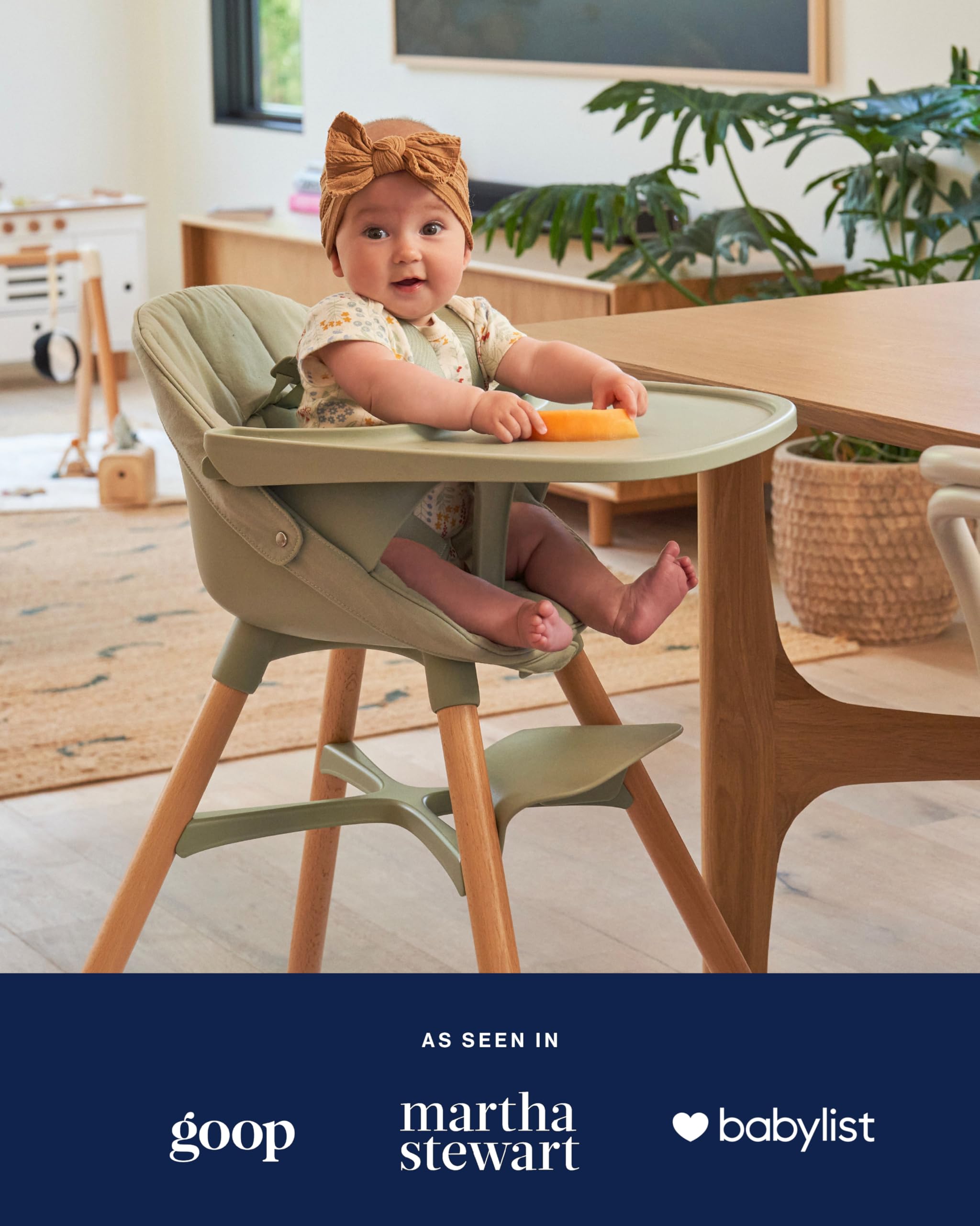 Lalo The High Chair Infant Kit - Convertible Wooden High Chair for Babies & Toddlers with Infant Support & Cushion, Grows with Your Child, Dishwasher Safe Tray, Adjustable Footrest Coconut