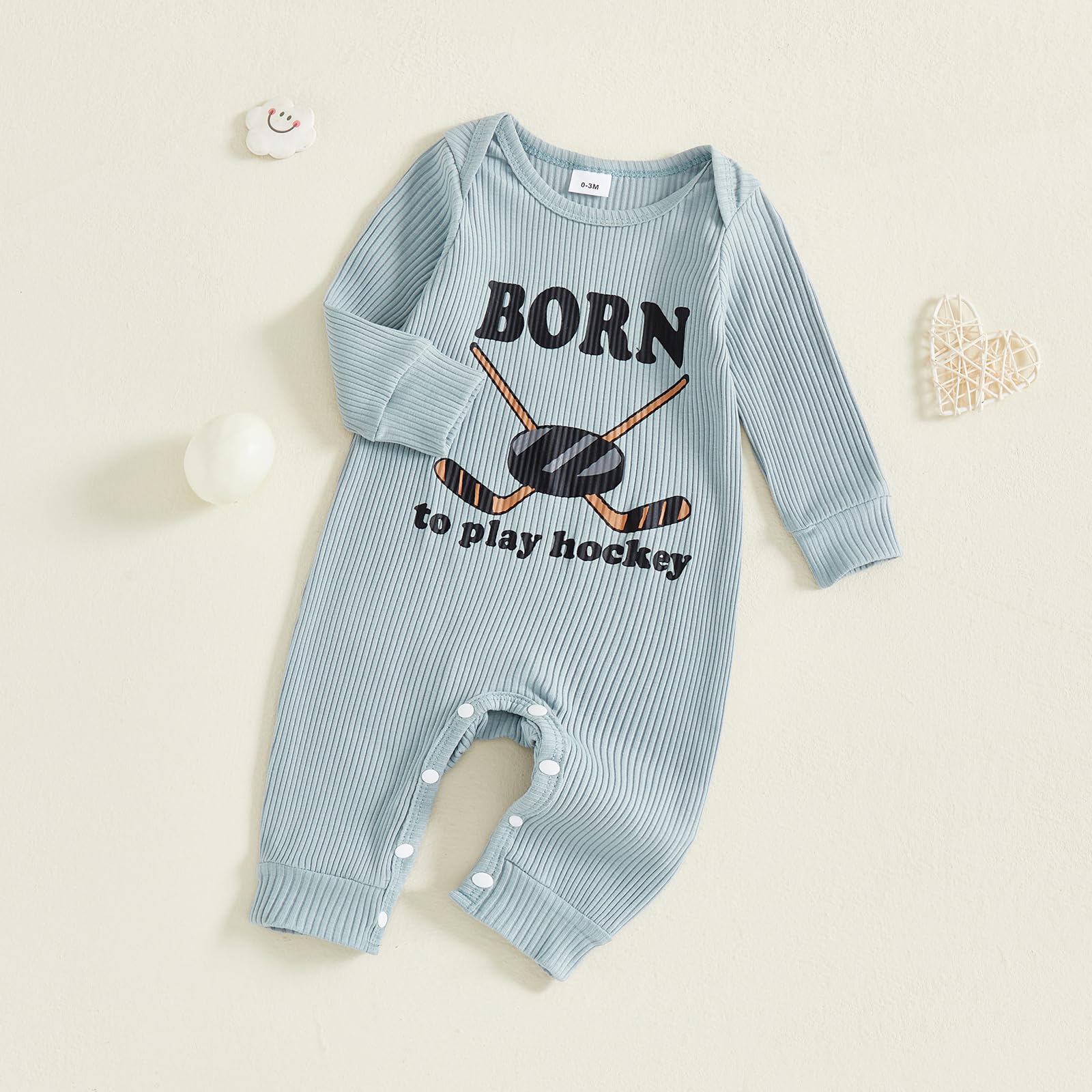 Fernvia Newborn Baby Boy Clothes Letters Print Bodysuit 3 6 9 12 18 Months Long Sleeve Jumpsuit with Hat 2PCS Outfits Set (E Gray, 12-18 Months)