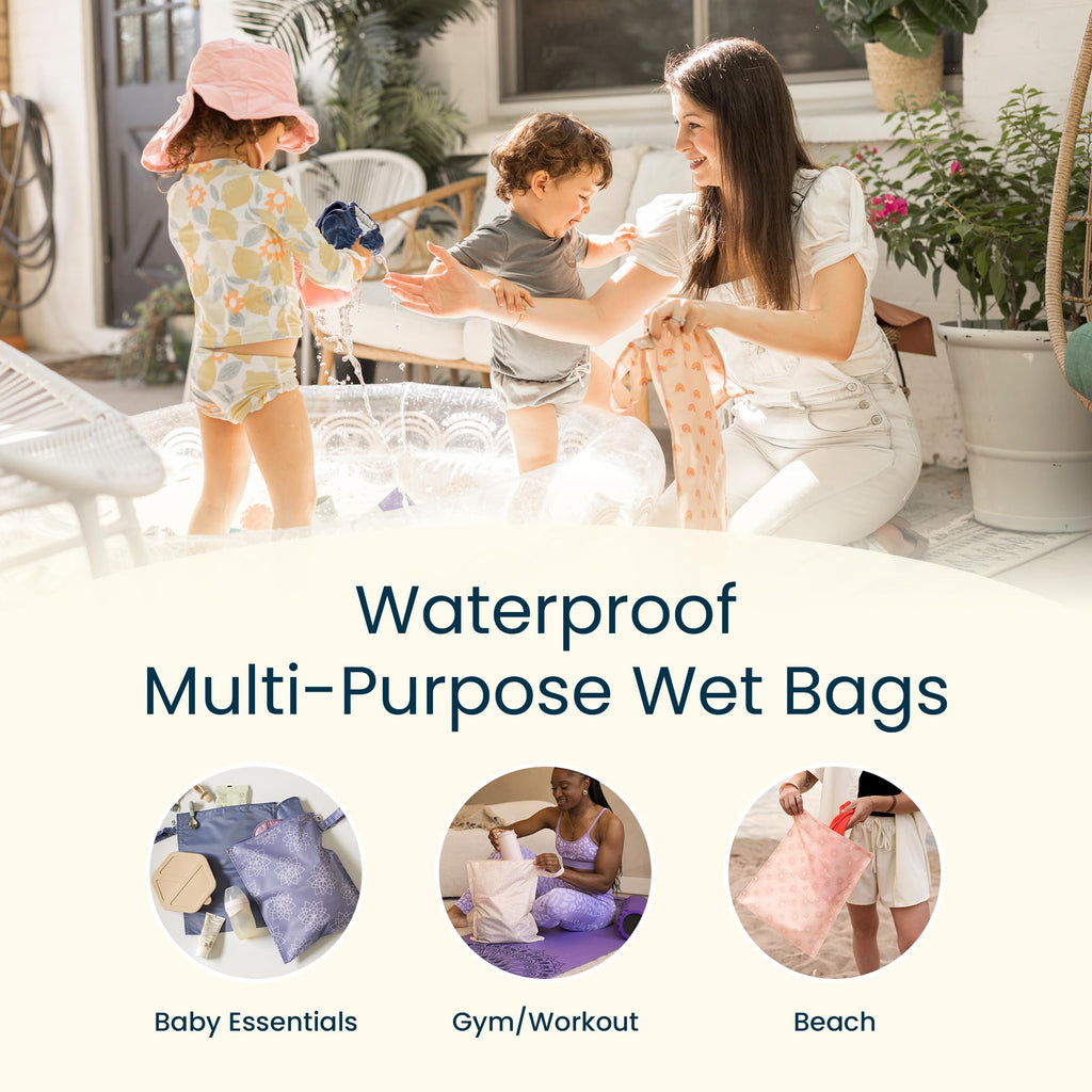 Tiny Twinkle Mess Proof Wet Bags | 2-Pack Reusable Waterproof Wet Bags for Swimsuits | Baby Clothes | Travel & Diaper Bag (Sweet Treat)