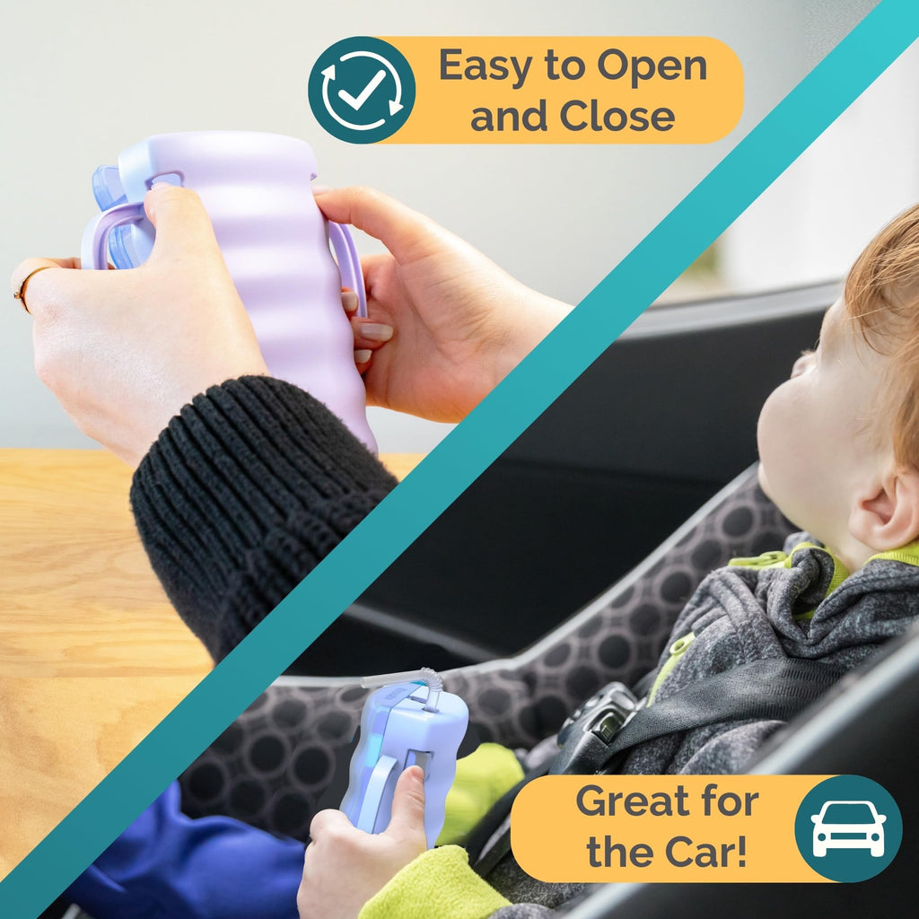 Dinneractive Sip Wiz - Baby Pouch Holder & Juice Box Holder - Anti-Squeeze Yogurt Pouch Reusable Toddler Essentials 2 Pack