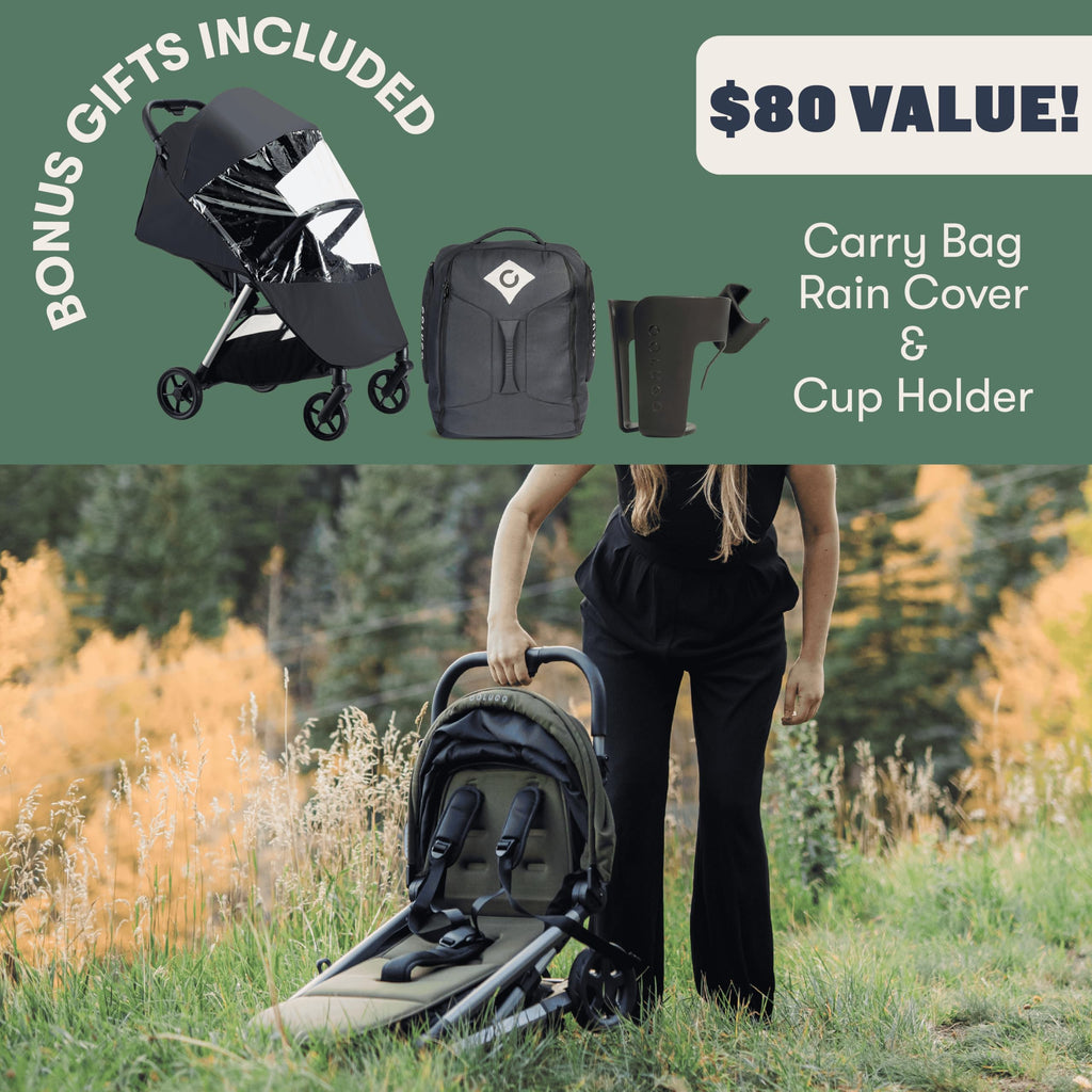 Colugo The One Stroller - Lightweight Easy Fold Compact Toddler and Baby Stroller for Travel, Large Storage Basket, One Hand Fold, Includes Raincover, Bumper Bar, Cupholder (Black)