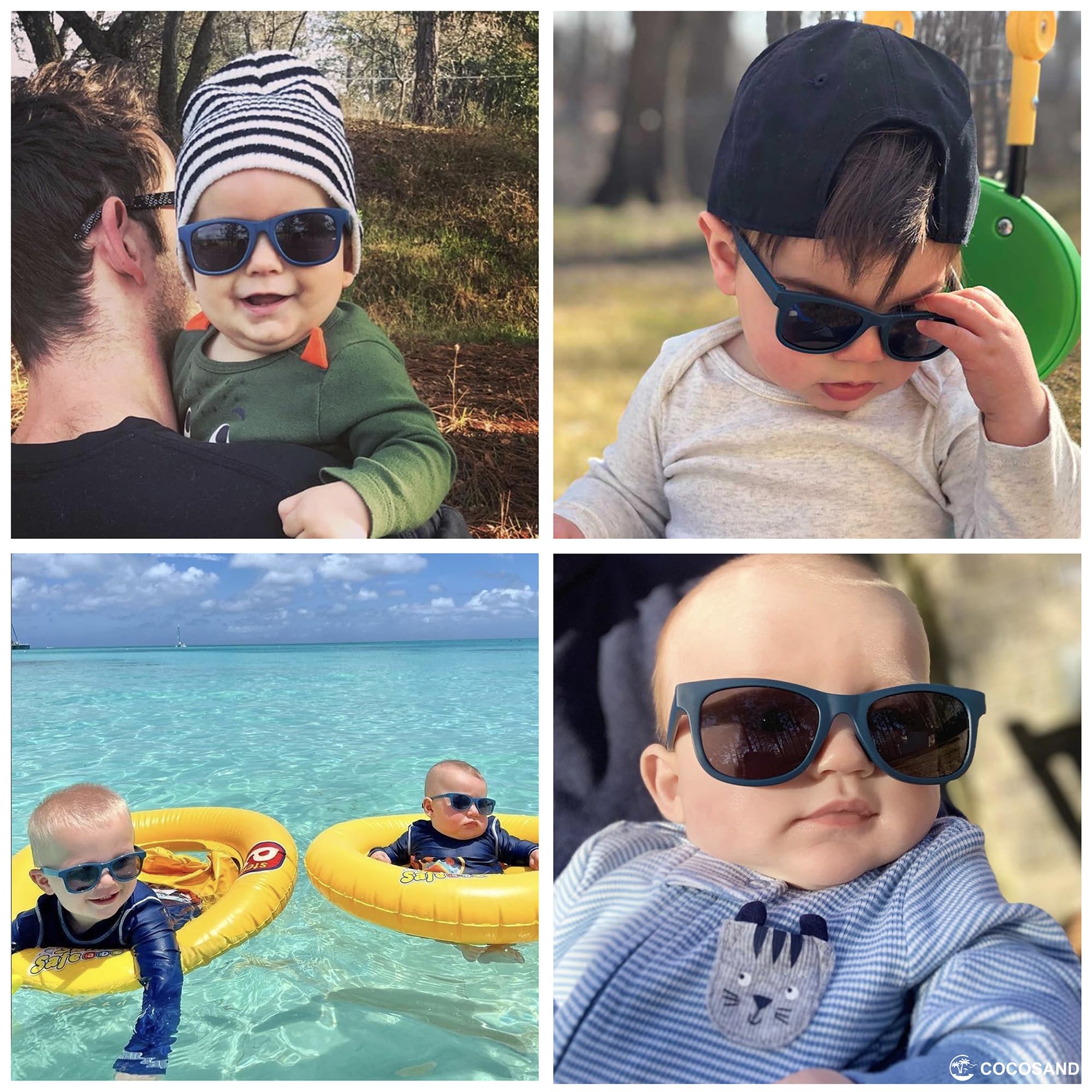 COCOSAND Flexible Baby Sunglasses with Strap Polarized UV Protection for Toddler Infant Newborn Boy Girl Age 0-24 Months