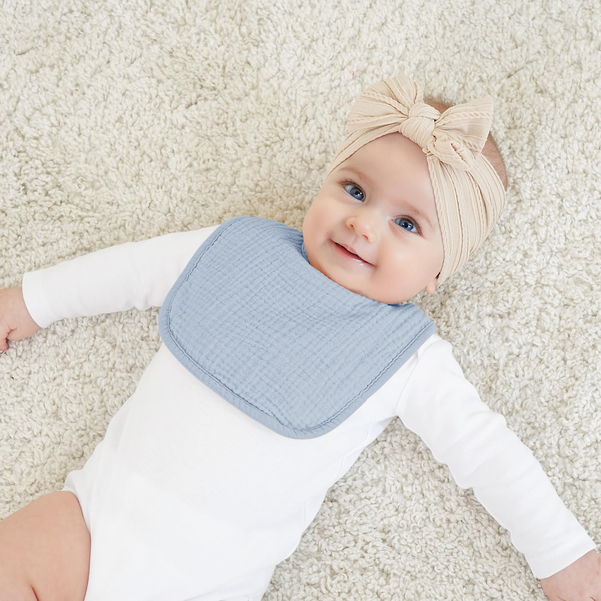 Bearmoss Baby Bibs for Drooling and Teething 100% Cotton Muslin Bibs