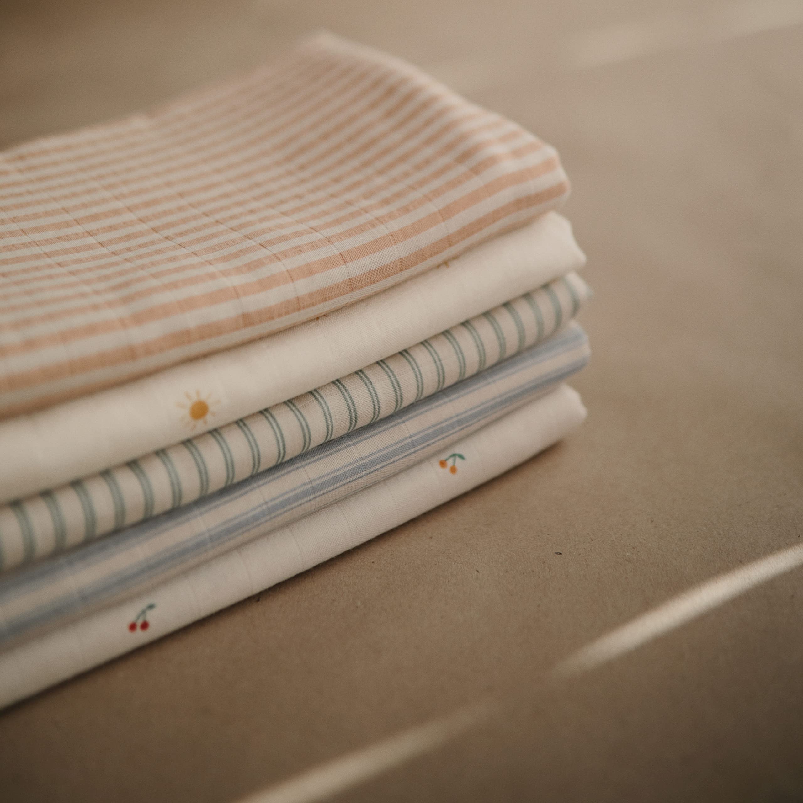 mushie Muslin Baby Swaddle Blanket | 100% Organic Cotton (Natural Stripe)
