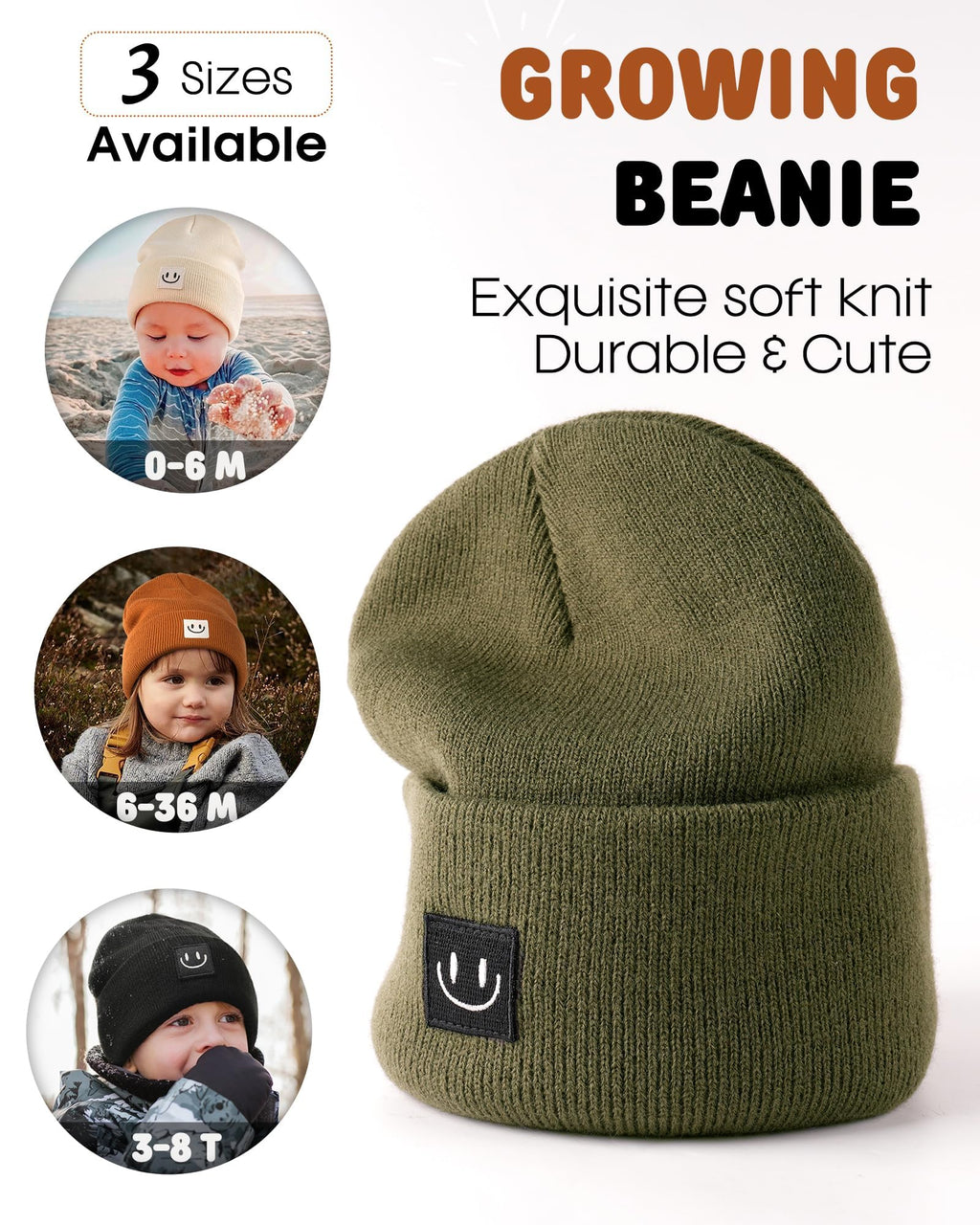 FURTALK Baby Beanie 2 Pack Toddler Winter Hat Embroidered Knit Cap Ages 0-8