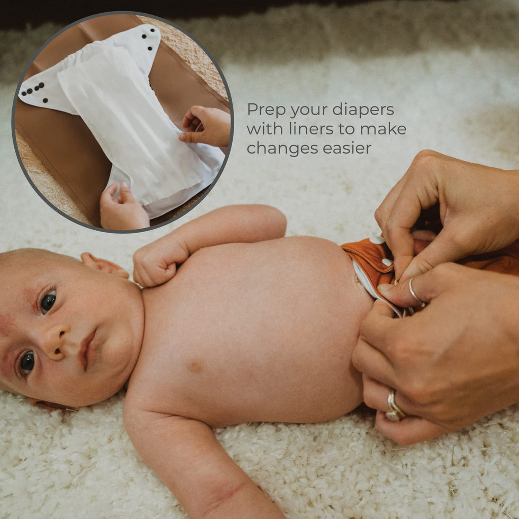 Diaper Liners for Cloth Diapers, 100 Disposable Sheets Per Roll, Made of Soft Material, by Nora's Nursery