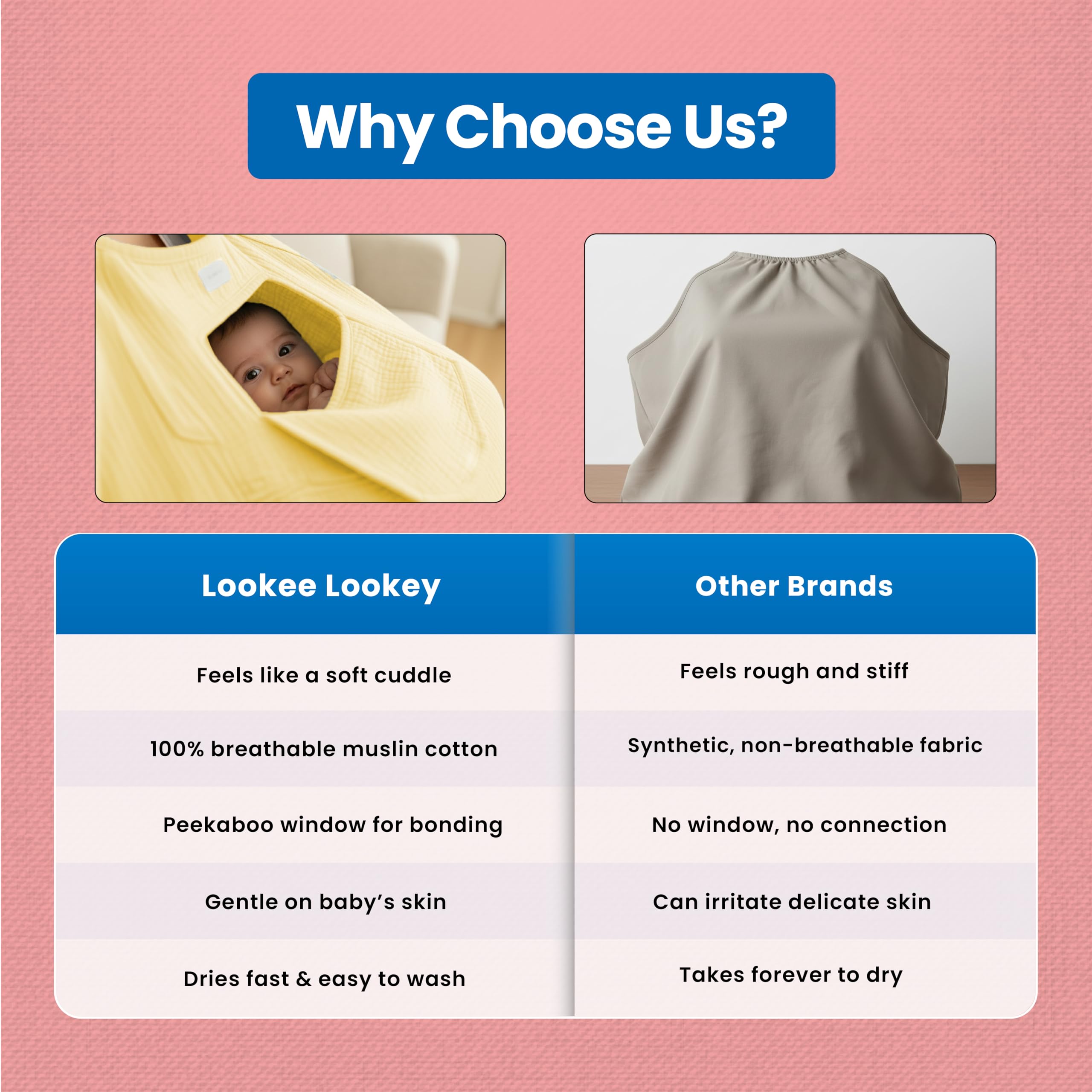 Lookee Looky Muslin Nursing Cover for Baby Breastfeeding – Peekaboo Window -100% Breathable Cotton Privacy Nursing Shawl - Multiuse Apron for Moms