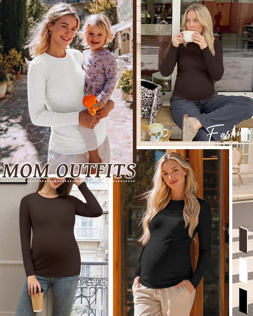 Riyiper 3 Pack Womens Maternity Shirts, 3-Color, XX-Large