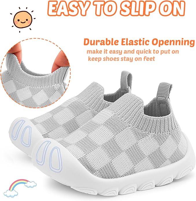Baby Walking Shoes Toddler Girl Boy Soft Sole Breathable Cotton Canvas Shoes Infant Lightweight Non-Slip Safer Slip-on First Walkers Shoes Casual Tennis Wide Sneakers Rubber Soles Running Outdoor
