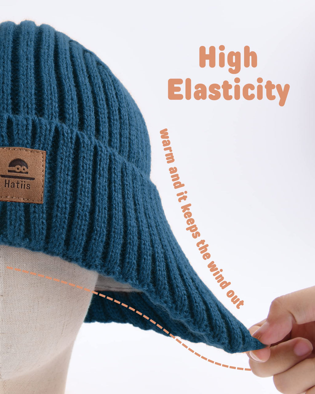 Baby Beanie Fleece Lined Toddler Winter Hat with Ear Flaps Little Girls Boys Warm Hats Cute Beanies for Kids Blue