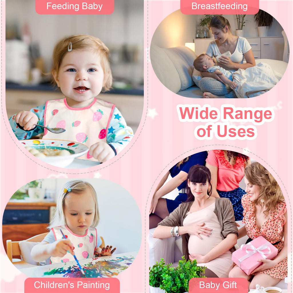 Accmor 3 Pack Waterproof Baby Bibs for Eating, Mess Proof Toddler Feeding Bibs for Girls Boys