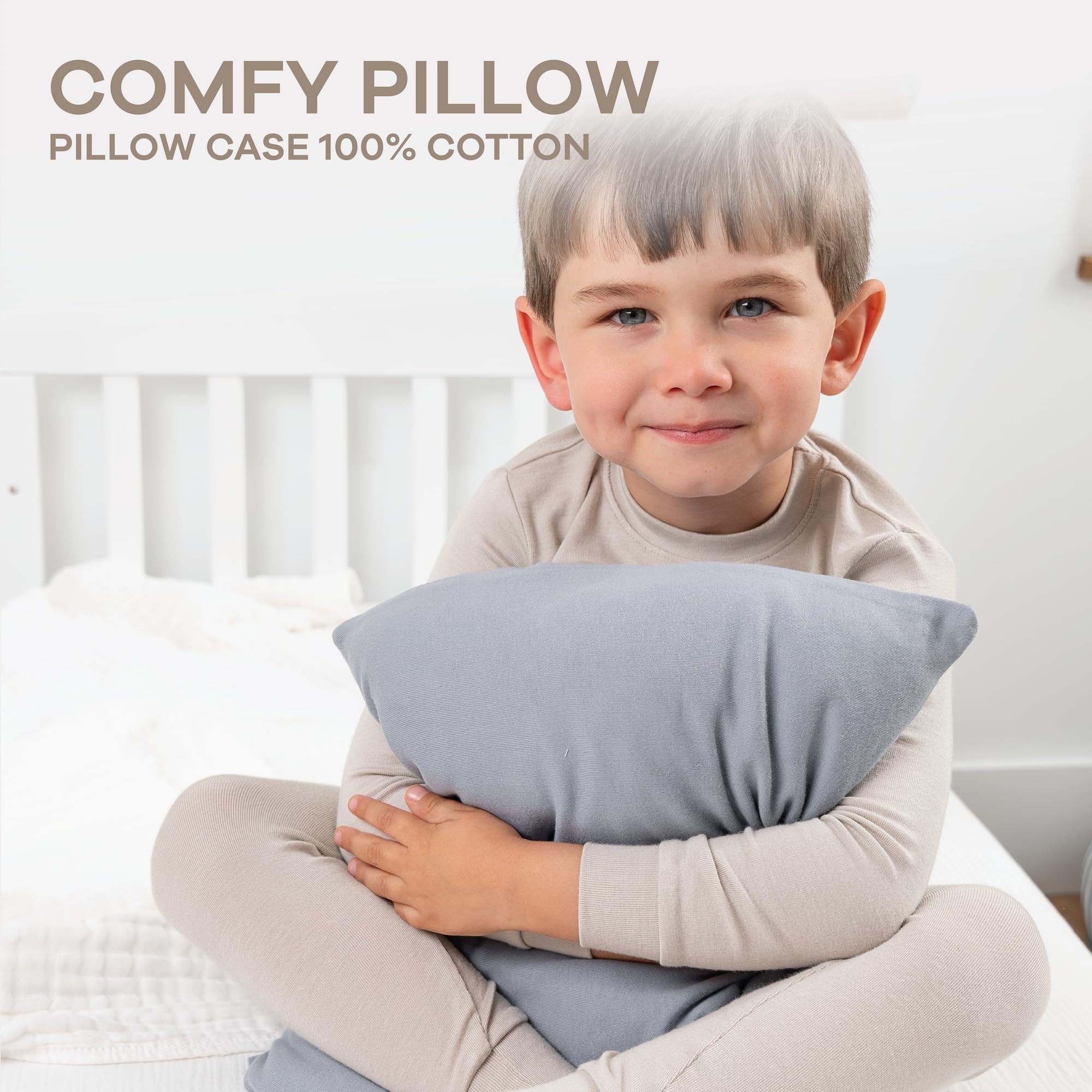 Comfy Cubs Toddler Pillow with Cotton Pillowcase, 13 x 18 in, 2 Pack - Lightweight, Breathable Microfiber Fill for Sleeping and Travel - Soft & Cozy Small Pillow for Toddler - Pacific Blue