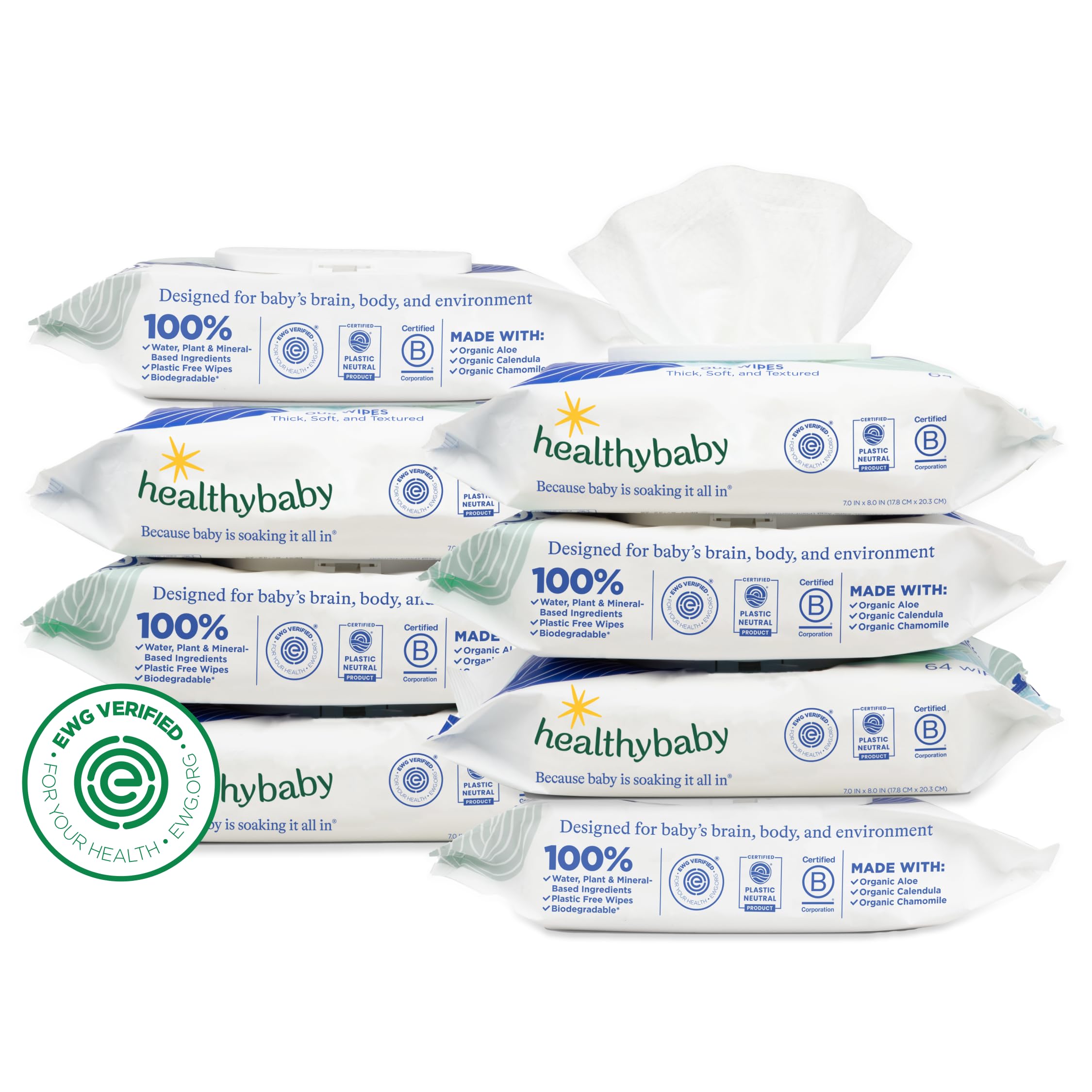 HealthyBaby Wet Wipes Baby Wipes - Fragrance Free, 8 Packs (512 Count)