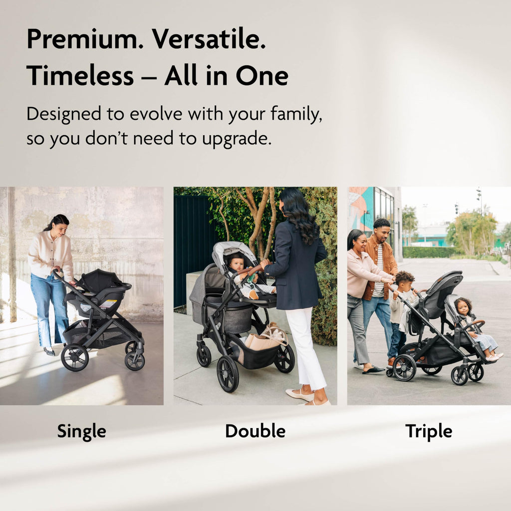 UPPAbaby Vista V3 Convertible Single-to-Double Stroller for Baby & Toddler, 30+ Configurations, Car Seat Compatible, All-Wheel Suspension, XL Basket – Owen (Mocha Mélange/Carbon Frame)