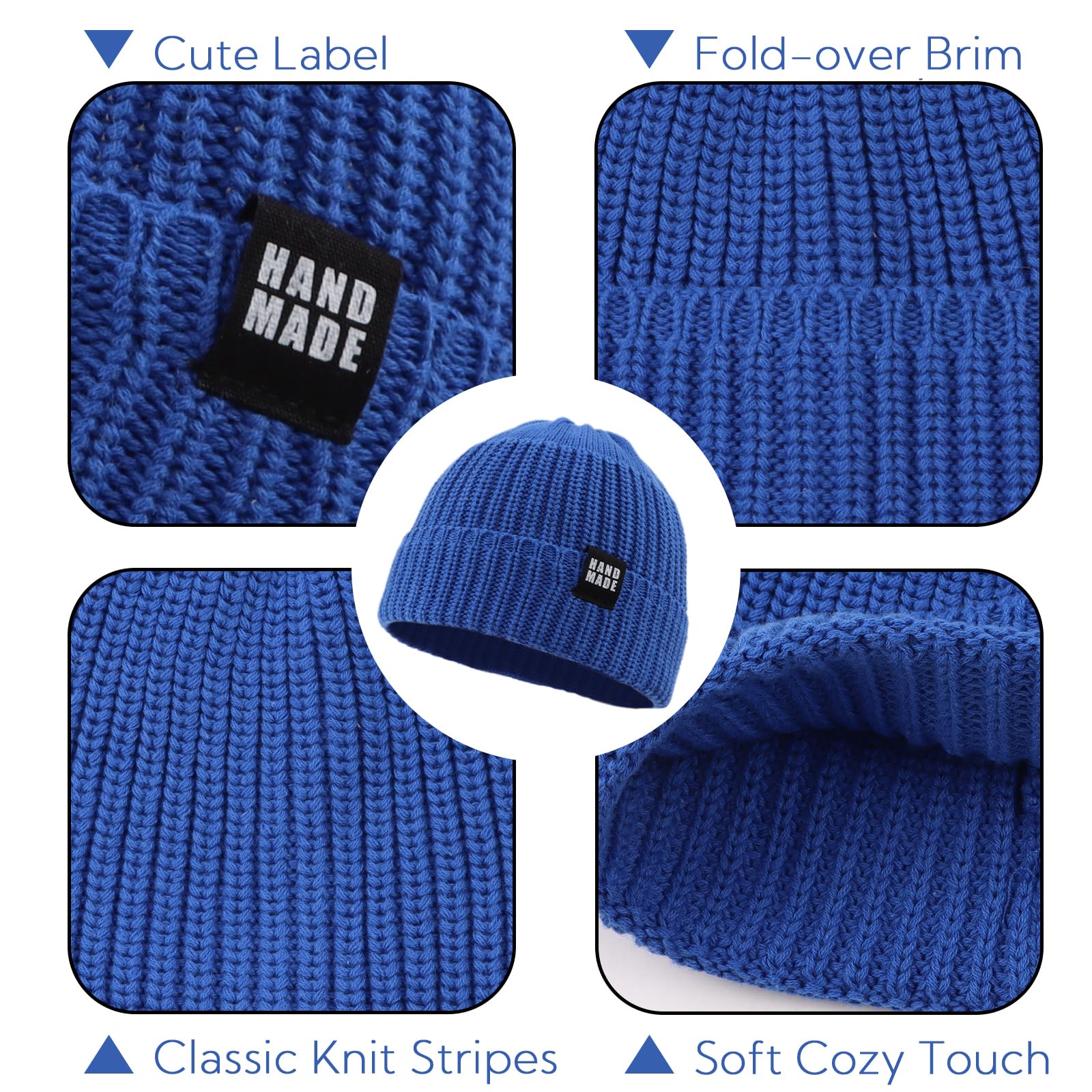JANGANNSA Simple Knitted Baby Beanie Hip-Hop Boys Winter Hat Toddler Kids Bonnet for Girl 0-5Y (4PCS-A, M)