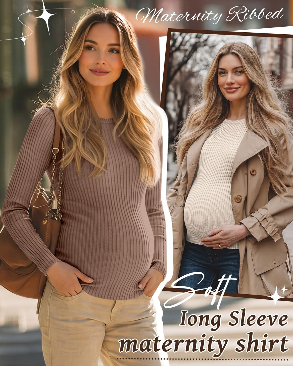 Riyiper 3 Pack Womens Maternity Shirts, 3-Color, Small