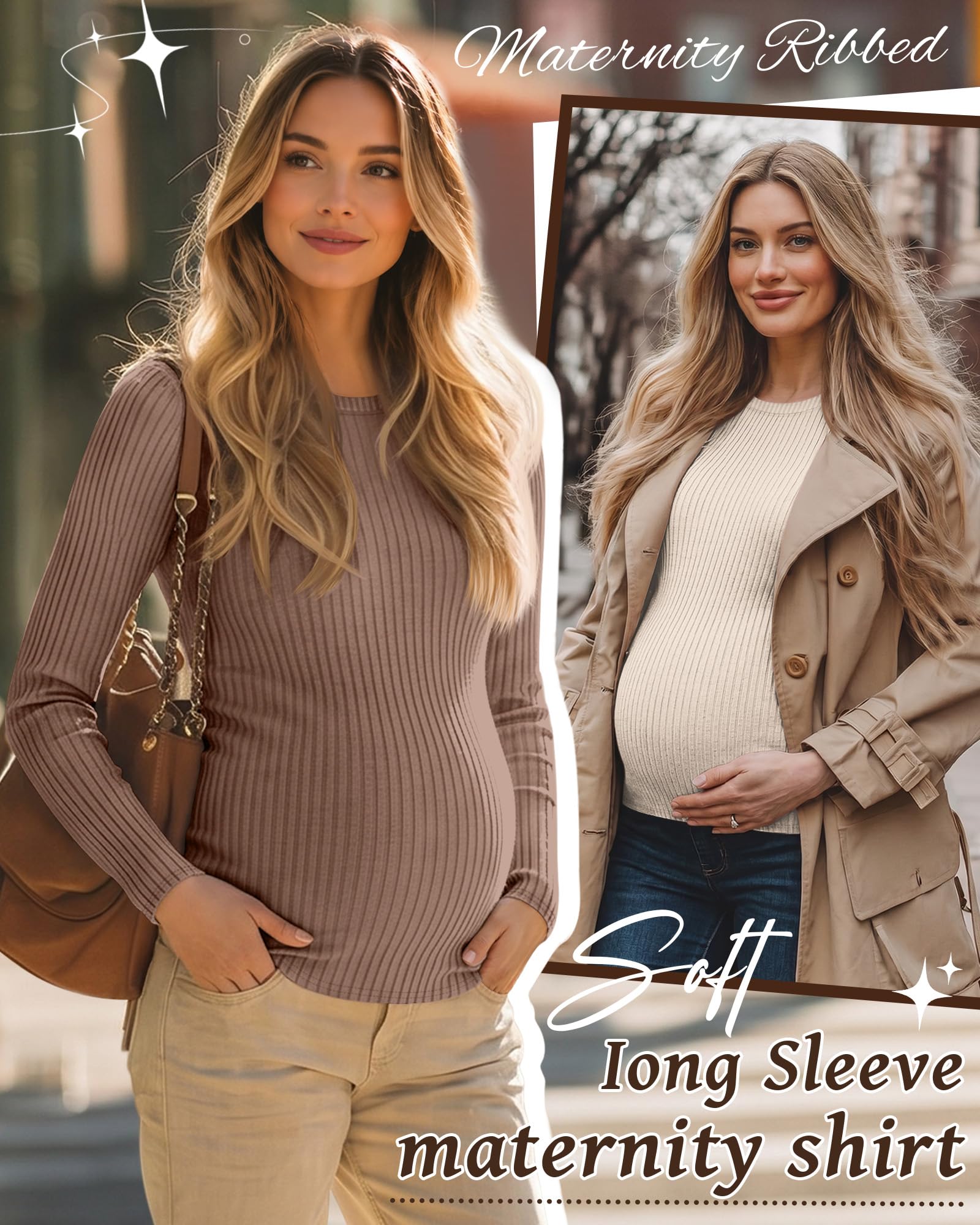 Riyiper 3 Pack Womens Maternity Shirts, 3-Color, Small