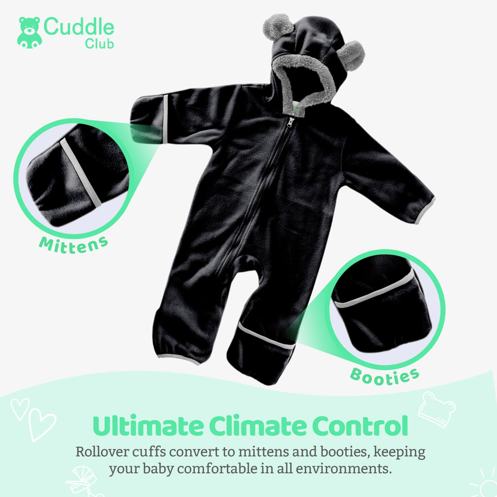 Cuddle Club Fleece Baby Bunting Bodysuit – Infant One Piece Kids Hooded Romper Outerwear Toddler Jacket
