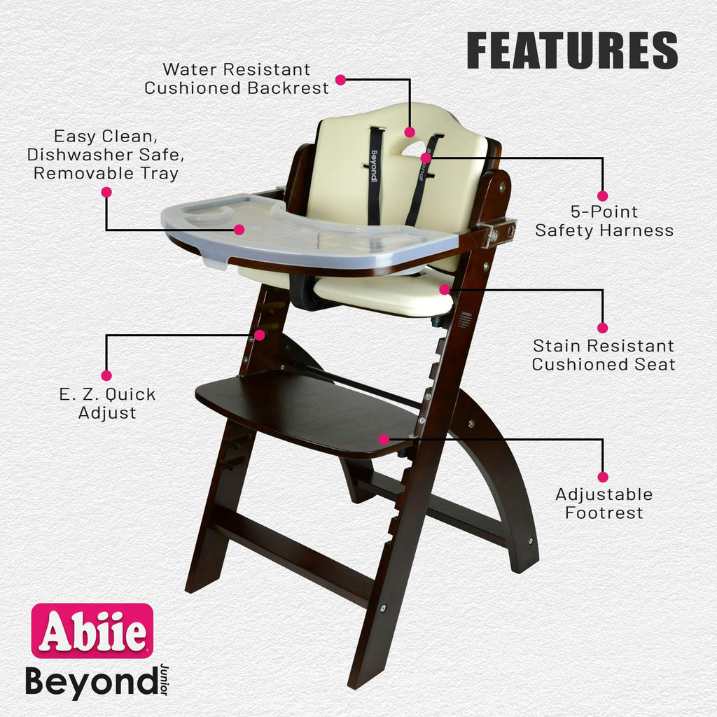 Abiie Beyond Junior Convertible Wooden High Chair with Removable Tray