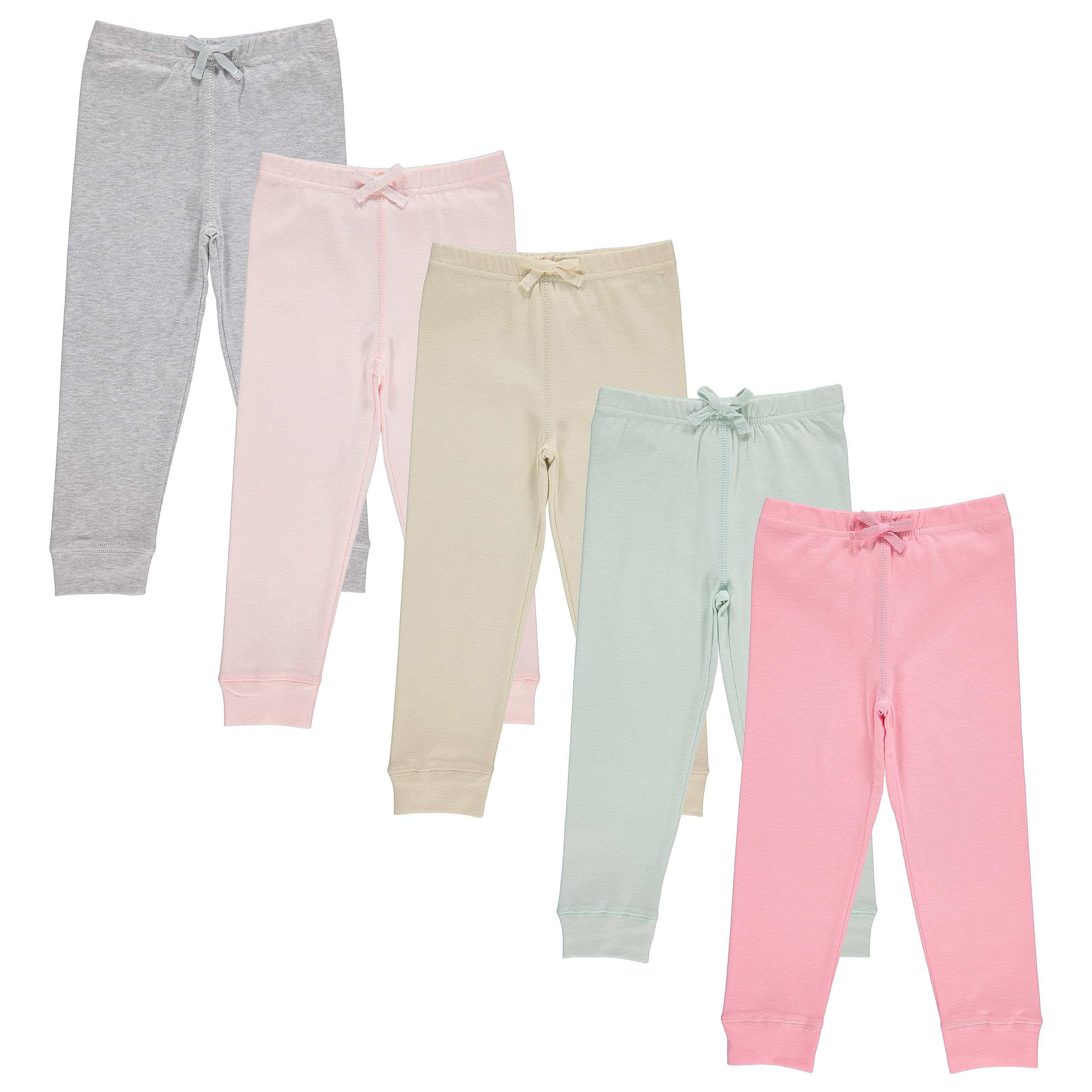 Cudlie 5-Pack Toddler Girls Joggers - Lounge Pants, Active Sweatpants Sweats - Drawstring Joggers for Girls, Size 4T