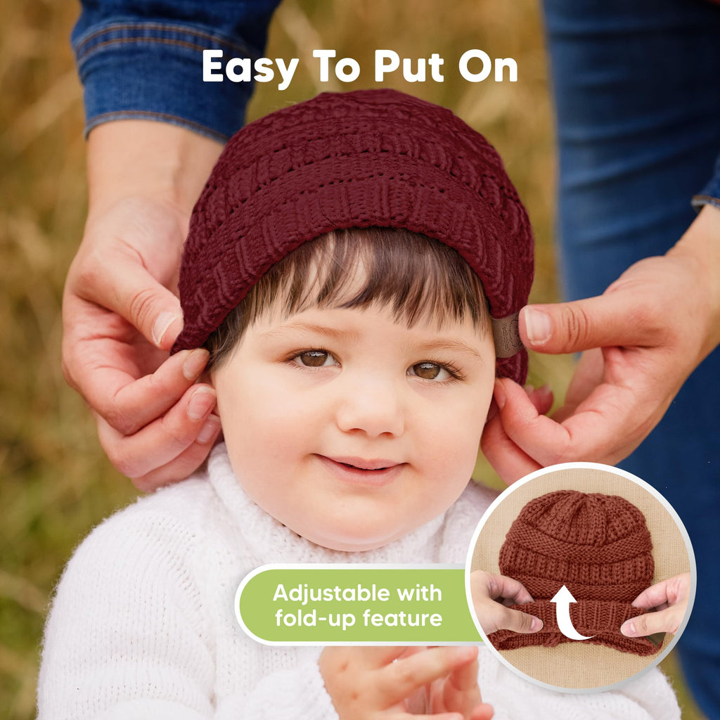 KeaBabies 3-Pack Baby Beanies for Boys, Girls,Soft Cute Baby Hat (Terracotta, 6-36M)