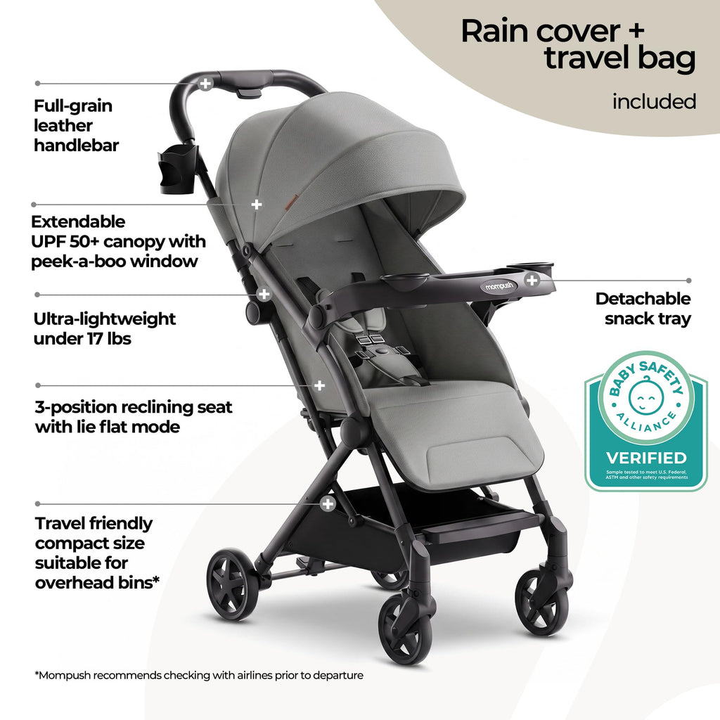 Mompush Lithe V2 Lightweight Travel Stroller with Organizer Included