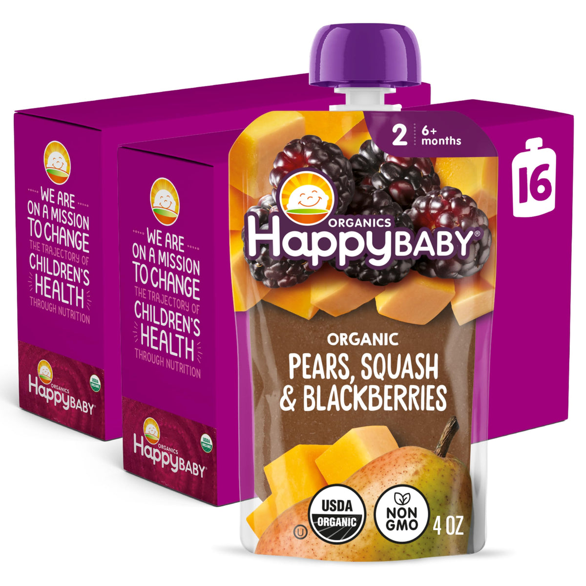 HAPPY BABY Clearly Crafted, Stage 2, Fruit & Veggie Variety Pack, 4oz (10)